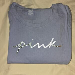 NWT XXL Victoria Secret Pink Long Sleeve Campus tee V.S. Script Logo 2X lavender